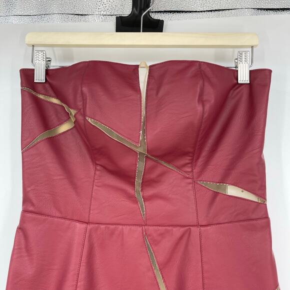 Di Petsa | NWT Healing Of A Broken Heart Mini Dress in Red Faux Leather L - Picture 9 of 12
